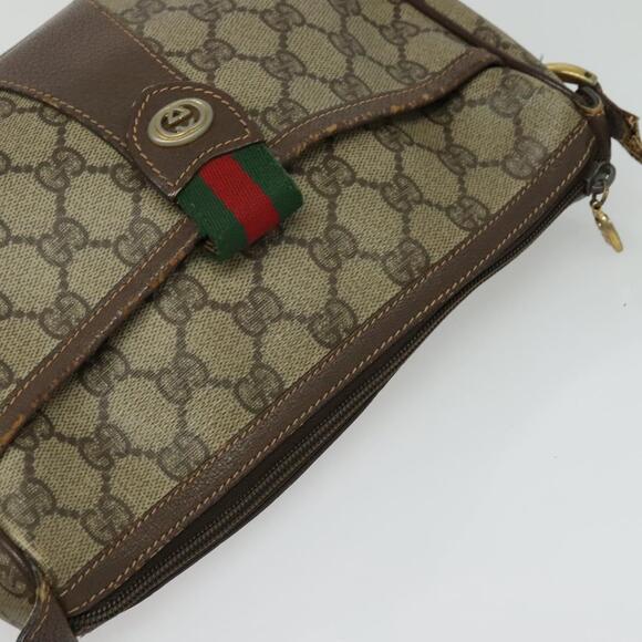 GUCCI GG Supreme Web Sherry Line Bag Pvc Beige Gold Red 89 02 032 - Picture 6 of 16